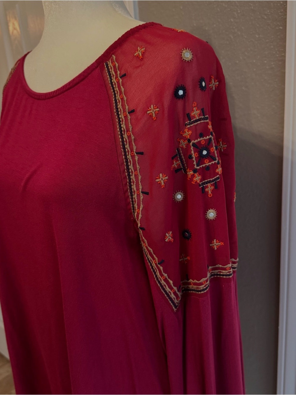 Hannah Pink Embroidered Boho Tunic
